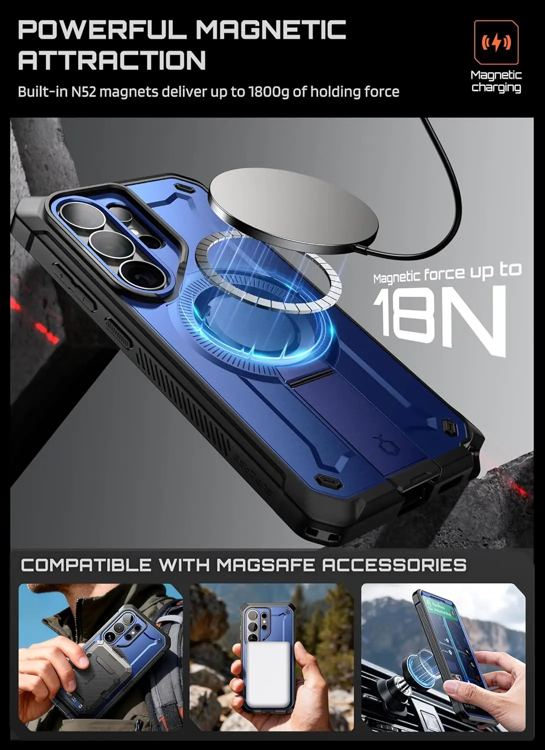 SUPCASE UB Mag Pro Samsung Galaxy S26 Ultra Hoesje MagSafe Stand Blauw afbeelding 8
