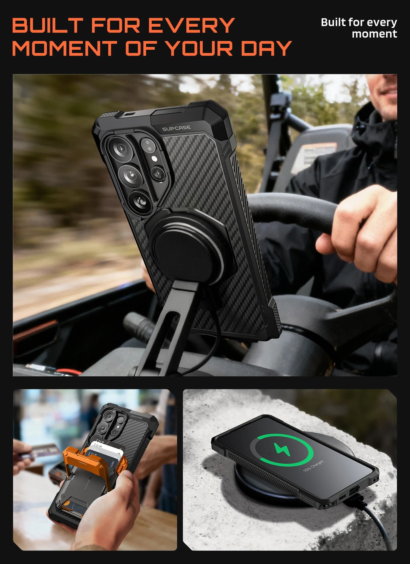 SUPCASE UB Grip Samsung Galaxy S26 Ultra Hoesje MagSafe Kickstand Carbon afbeelding 8