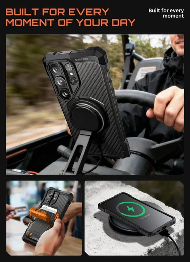 SUPCASE UB Grip Samsung Galaxy S26 Ultra Hoesje MagSafe Kickstand Carbon afbeelding 8