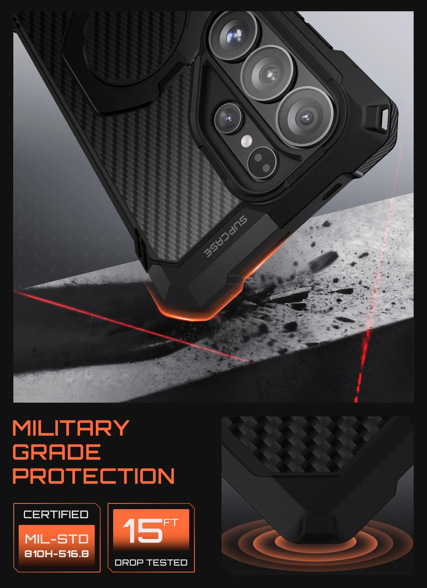 SUPCASE UB Grip Samsung Galaxy S26 Ultra Hoesje MagSafe Kickstand Carbon afbeelding 5