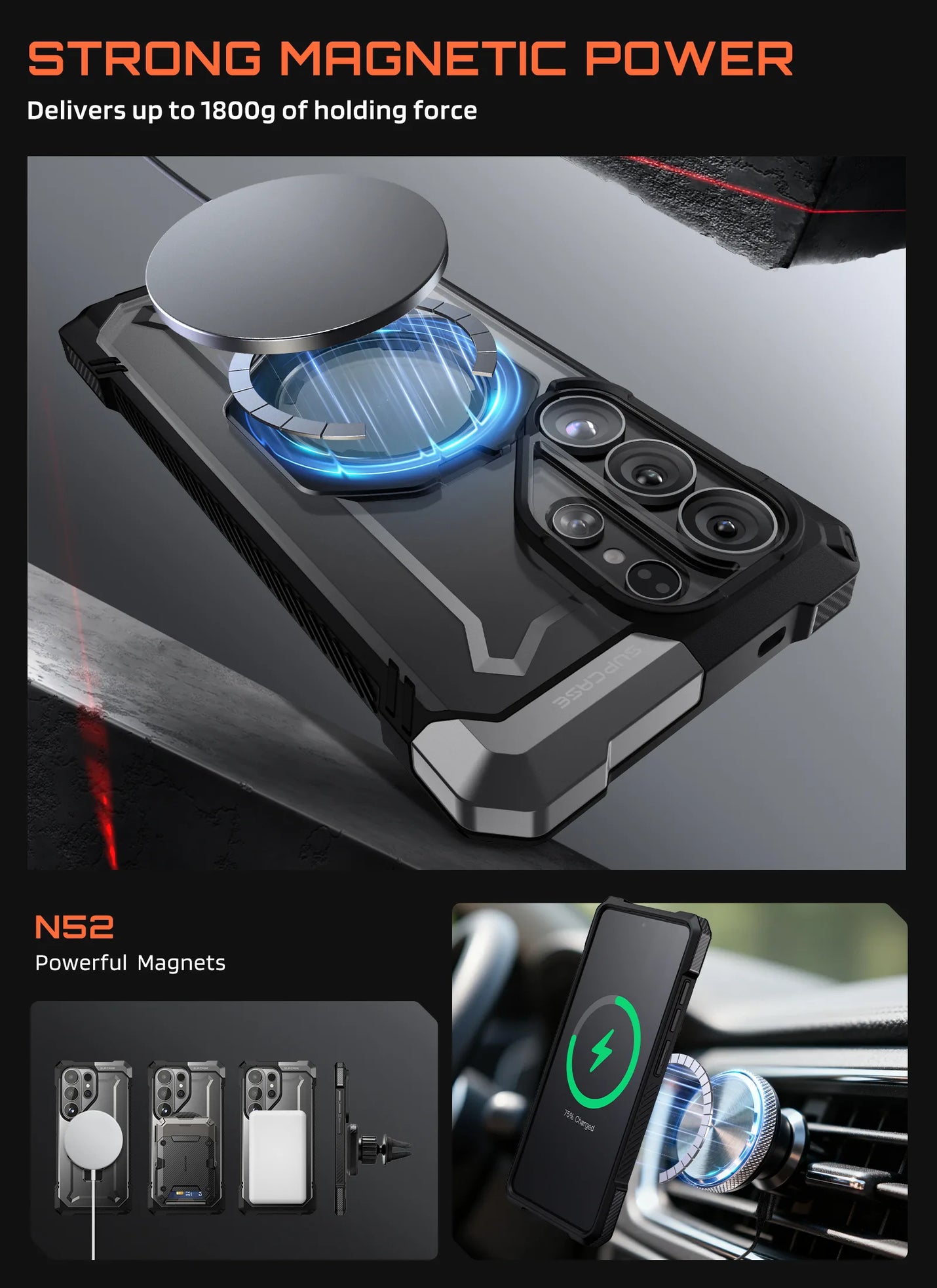 SUPCASE UB Grip Samsung Galaxy S26 Ultra Hoesje MagSafe Kickstand Zwart afbeelding 3