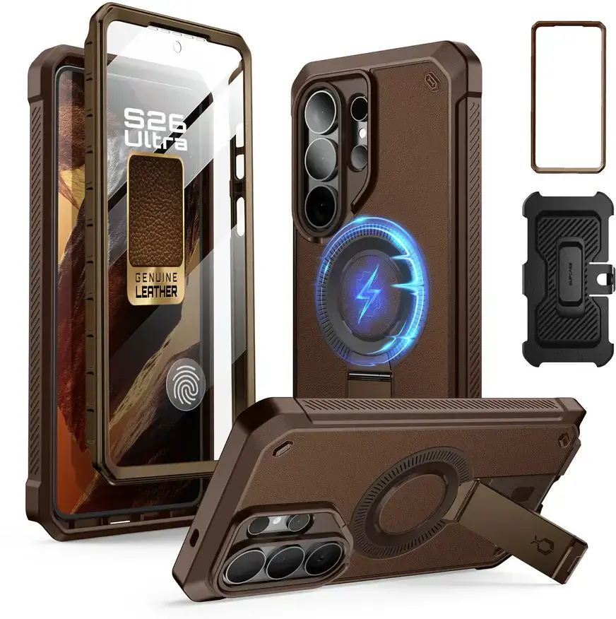 SUPCASE UB Grip Samsung Galaxy S26 Ultra Hoesje MagSafe Kickstand Bruin afbeelding 3