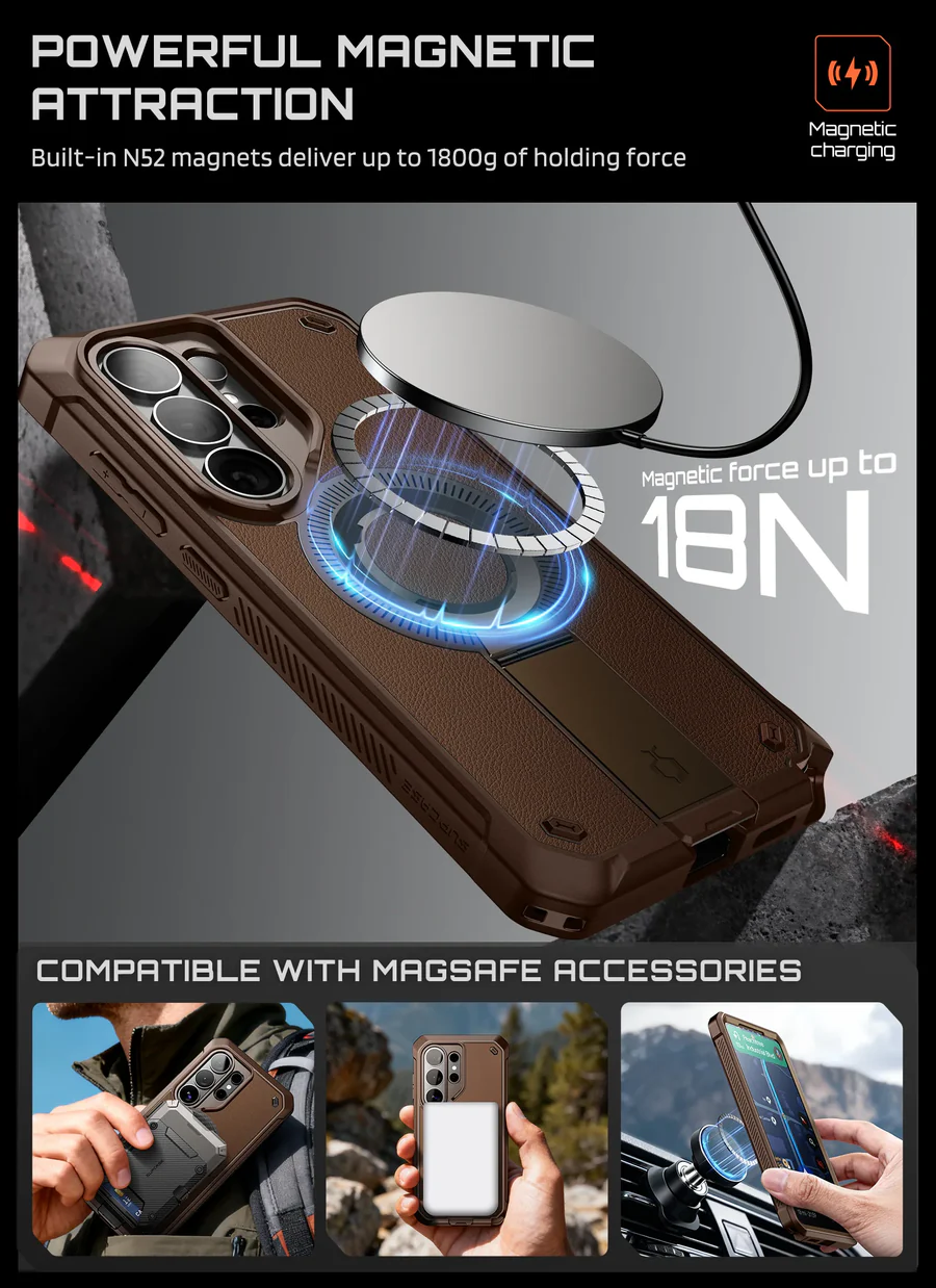 SUPCASE UB Grip Samsung Galaxy S26 Ultra Hoesje MagSafe Kickstand Bruin afbeelding 7