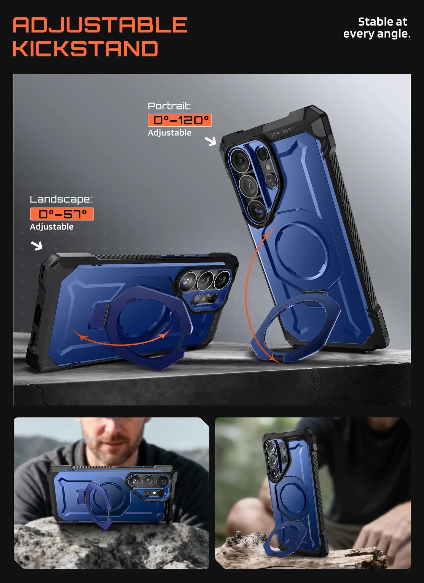 SUPCASE UB Grip Samsung Galaxy S26 Ultra Hoesje MagSafe Kickstand Blauw afbeelding 4