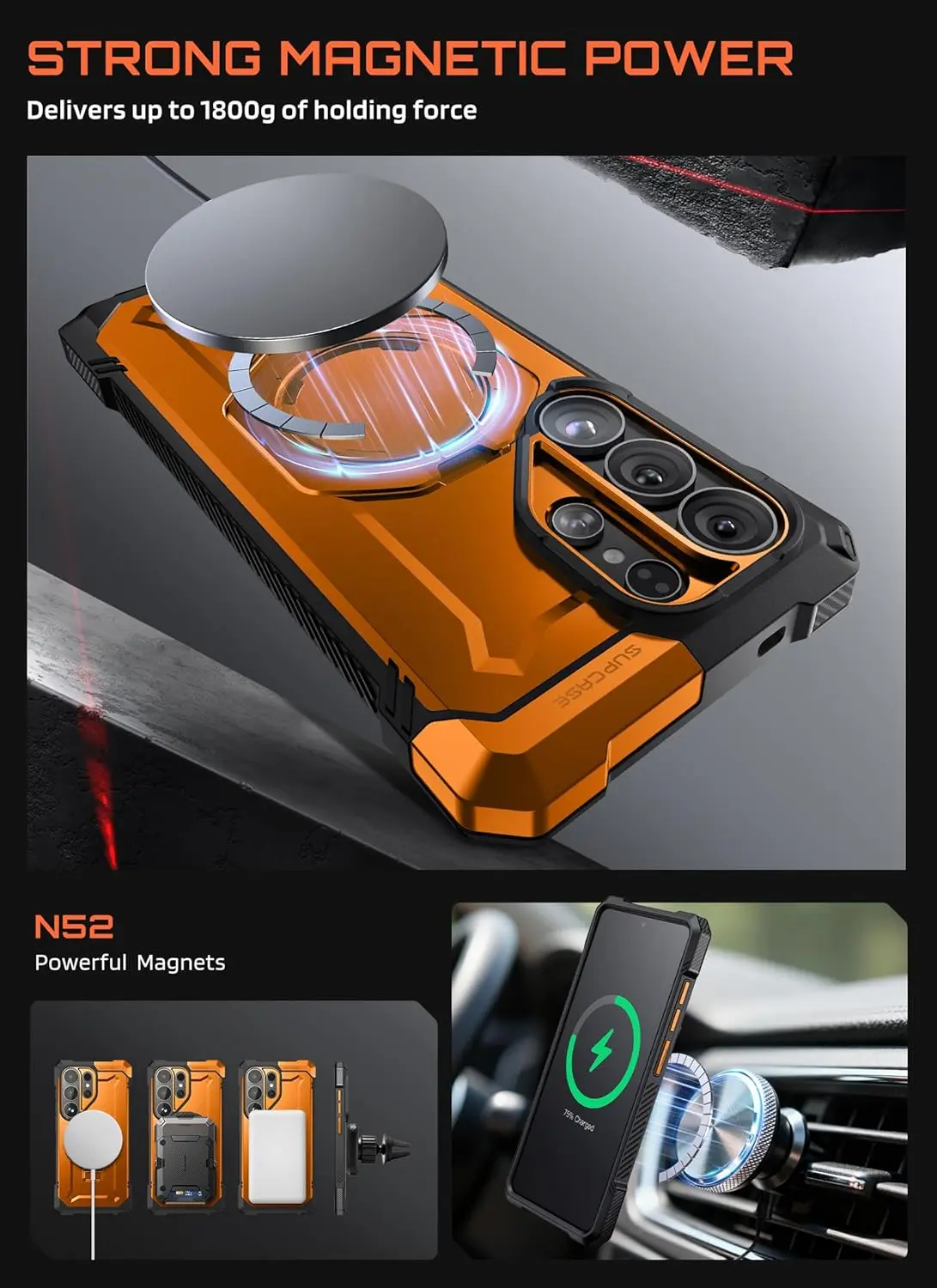 SUPCASE UB Grip Samsung Galaxy S26 Ultra Hoesje MagSafe Kickstand Oranje afbeelding 5