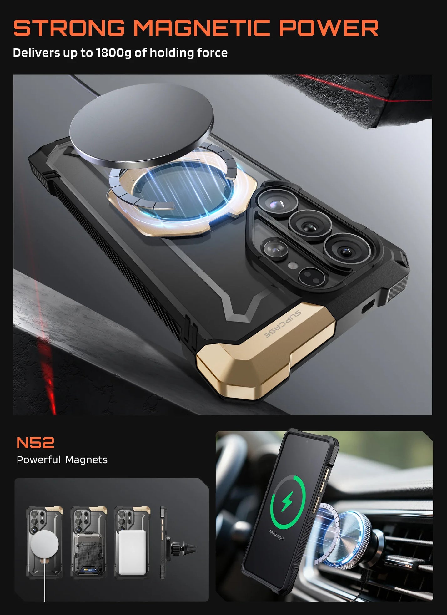 SUPCASE UB Grip Samsung Galaxy S26 Ultra Hoesje MagSafe Kickstand Goud afbeelding 5