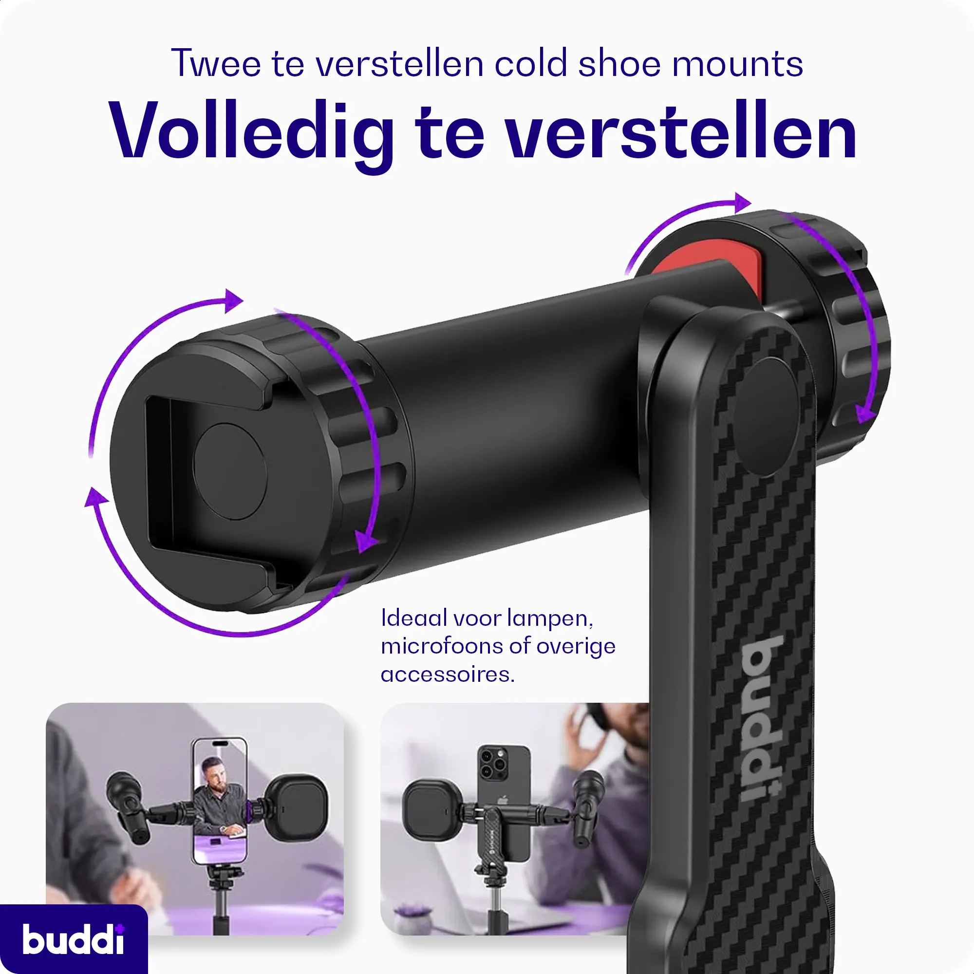 Buddi Universele Telefoon Houder Met Cold Shoe Mount voor Camera afbeelding 5