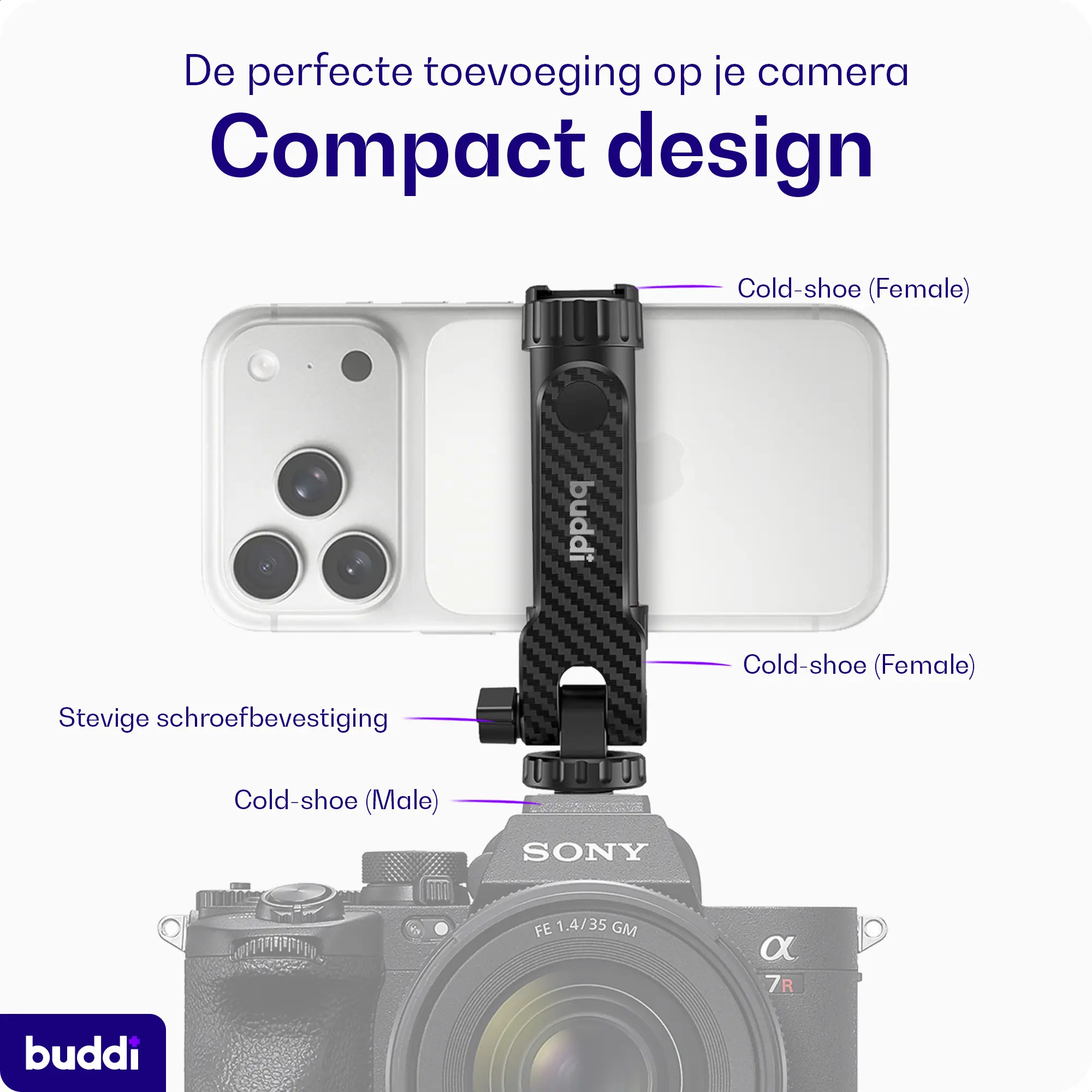 Buddi Universele Telefoon Houder Met Cold Shoe Mount voor Camera afbeelding 6