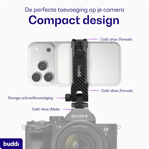 Buddi Universele Telefoon Houder Met Cold Shoe Mount voor Camera afbeelding 6
