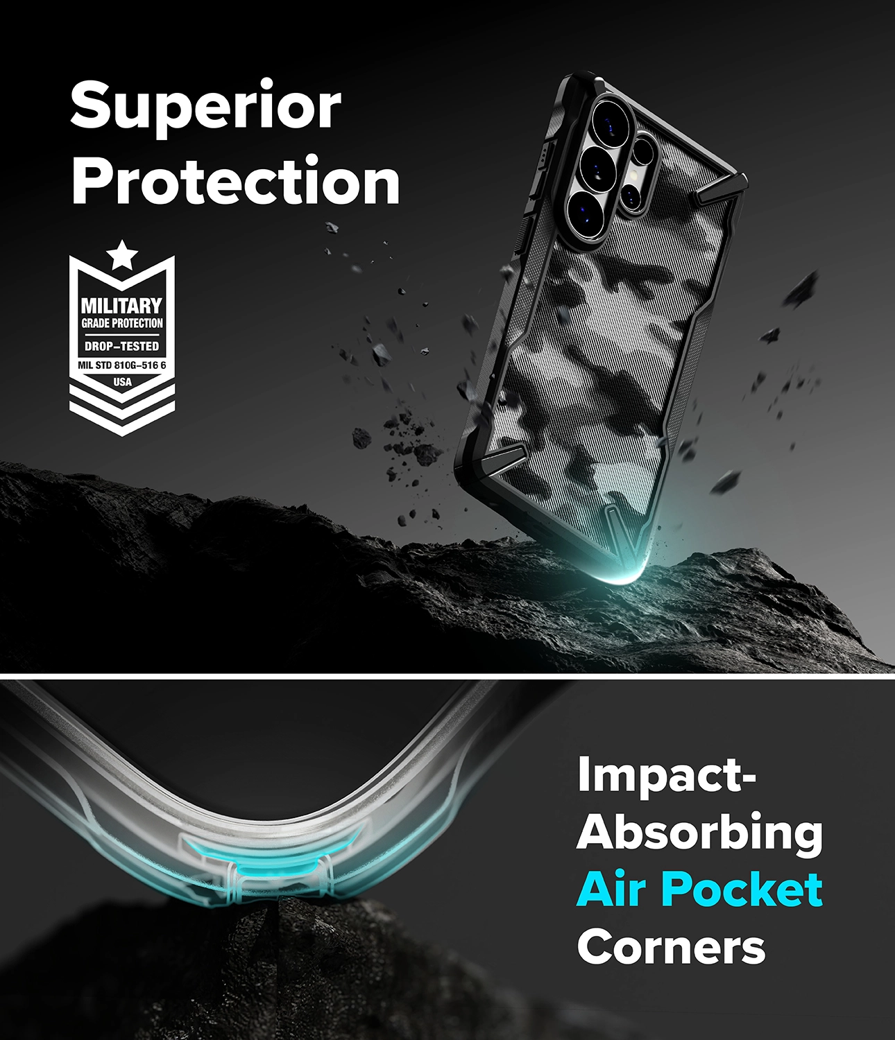 Ringke Fusion X Samsung Galaxy S26 Ultra Hoesje Back Cover Camo Zwart afbeelding 9
