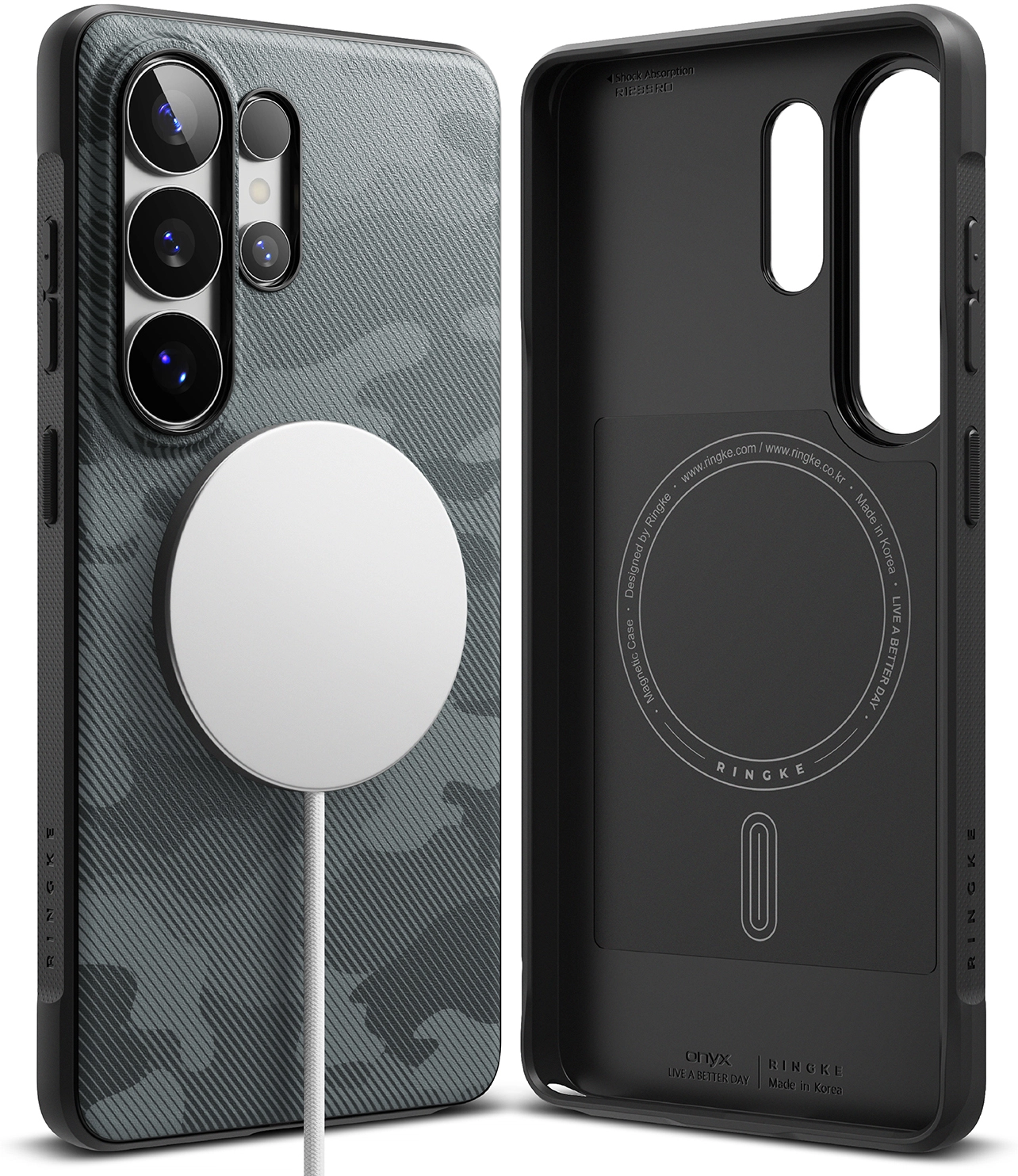 Ringke Onyx Magnetic Samsung Galaxy S26 Ultra Hoesje MagSafe Camo Zwart afbeelding 1