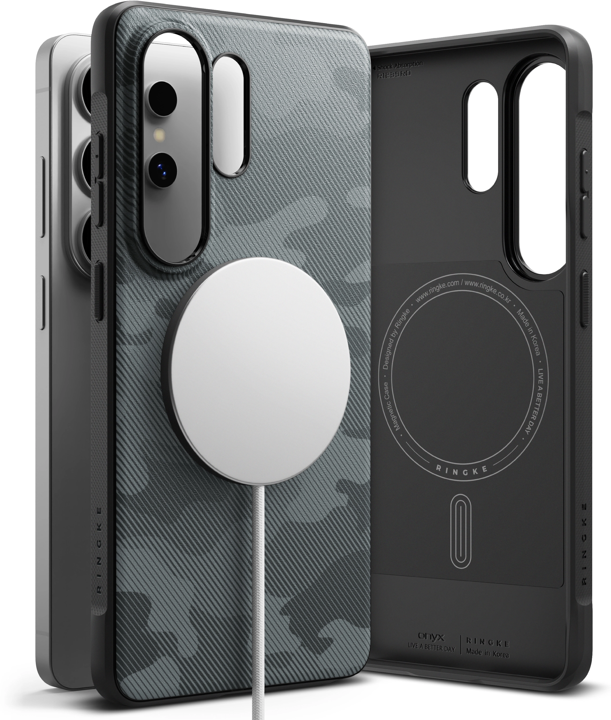 Ringke Onyx Magnetic Samsung Galaxy S26 Ultra Hoesje MagSafe Camo Zwart afbeelding 16