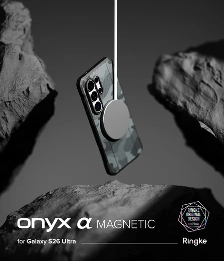 Ringke Onyx Alpha Magnetic Samsung Galaxy S26 Ultra Hoesje MagSafe Camo Zwart afbeelding 13