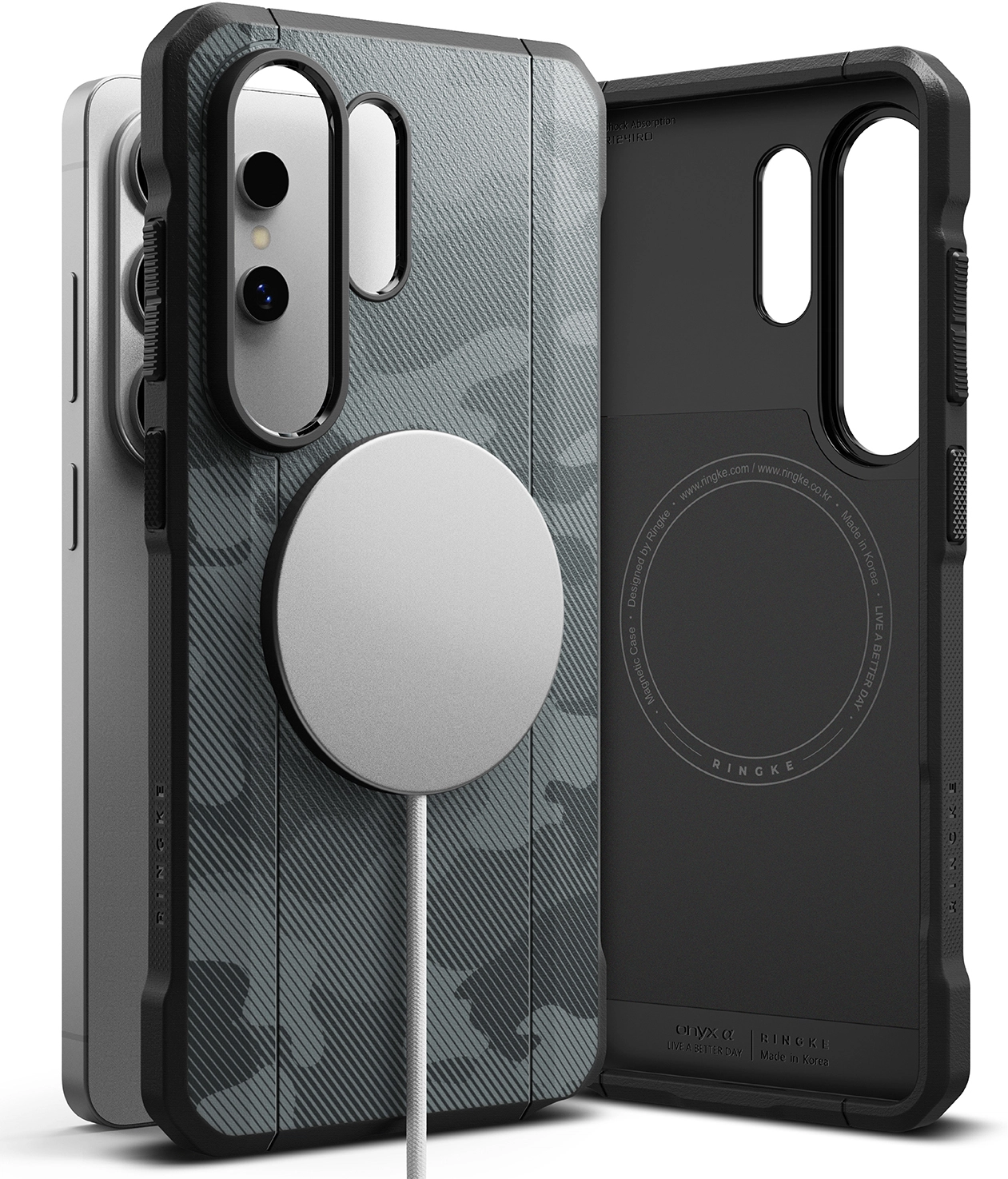 Ringke Onyx Alpha Magnetic Samsung Galaxy S26 Ultra Hoesje MagSafe Camo Zwart afbeelding 19