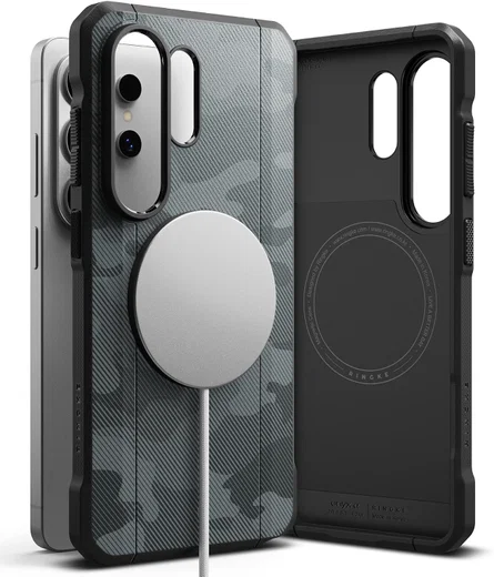 Ringke Onyx Alpha Magnetic Samsung Galaxy S26 Ultra Hoesje MagSafe Camo Zwart afbeelding 19