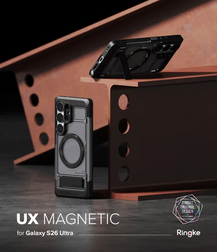 Ringke UX Magnetic Samsung S26 Ultra Hoesje MagSafe met Standaard Clear Zwart afbeelding 6
