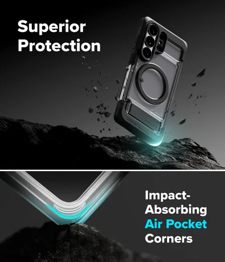 Ringke UX Magnetic Samsung S26 Ultra Hoesje MagSafe met Standaard Clear Zwart afbeelding 13