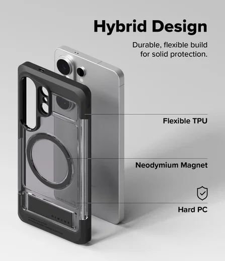 Ringke UX Magnetic Samsung S26 Ultra Hoesje MagSafe met Standaard Clear Zwart afbeelding 14