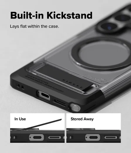 Ringke UX Magnetic Samsung S26 Ultra Hoesje MagSafe met Standaard Clear Zwart afbeelding 11