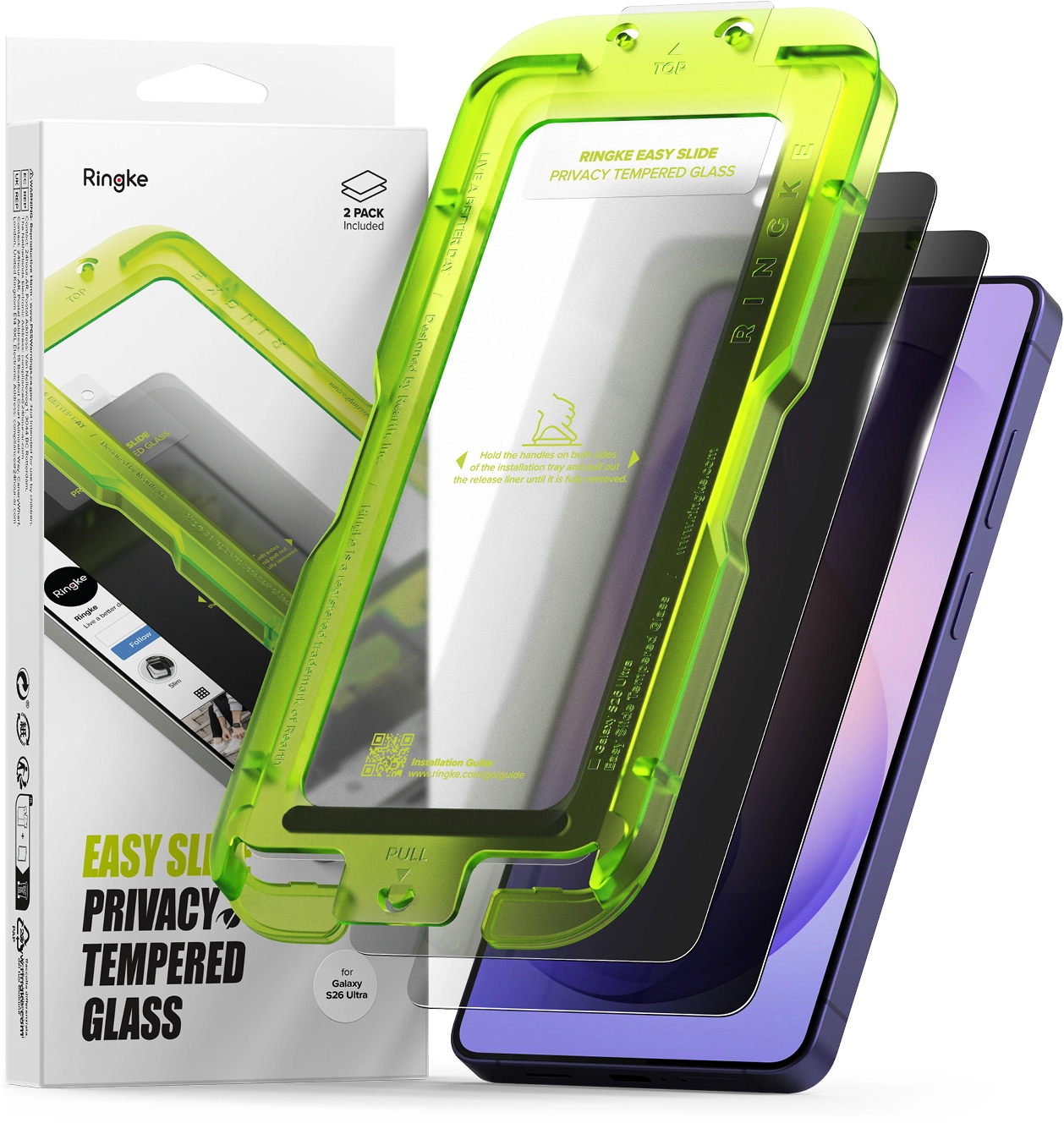 Ringke Easy Slide Privacy Samsung Galaxy S26 Ultra Screen Protector Jig 2-Pack afbeelding 1