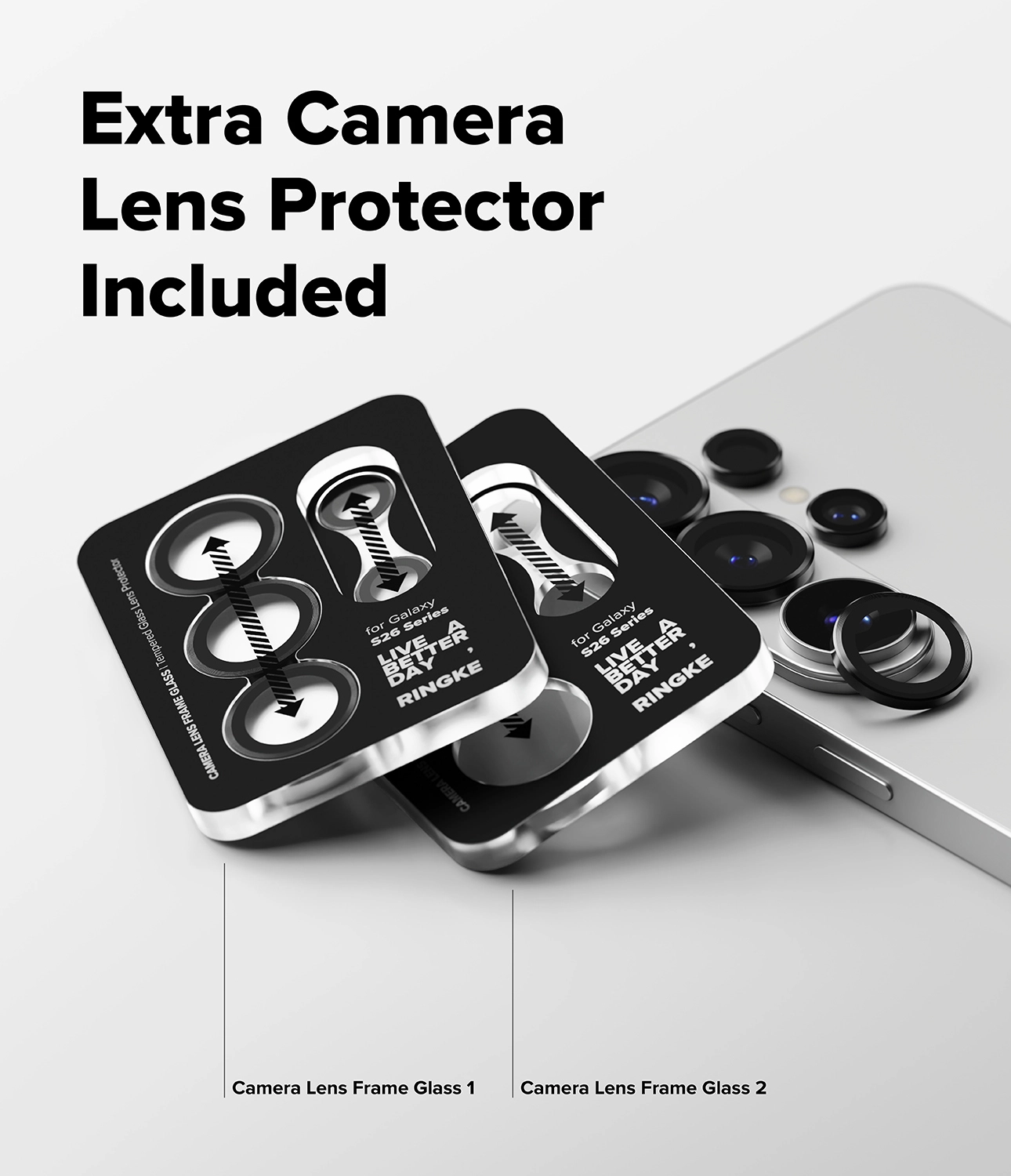 Ringke Camera Tempered Glass Samsung Galaxy S26 Ultra Camera Protector 2-Pack afbeelding 7