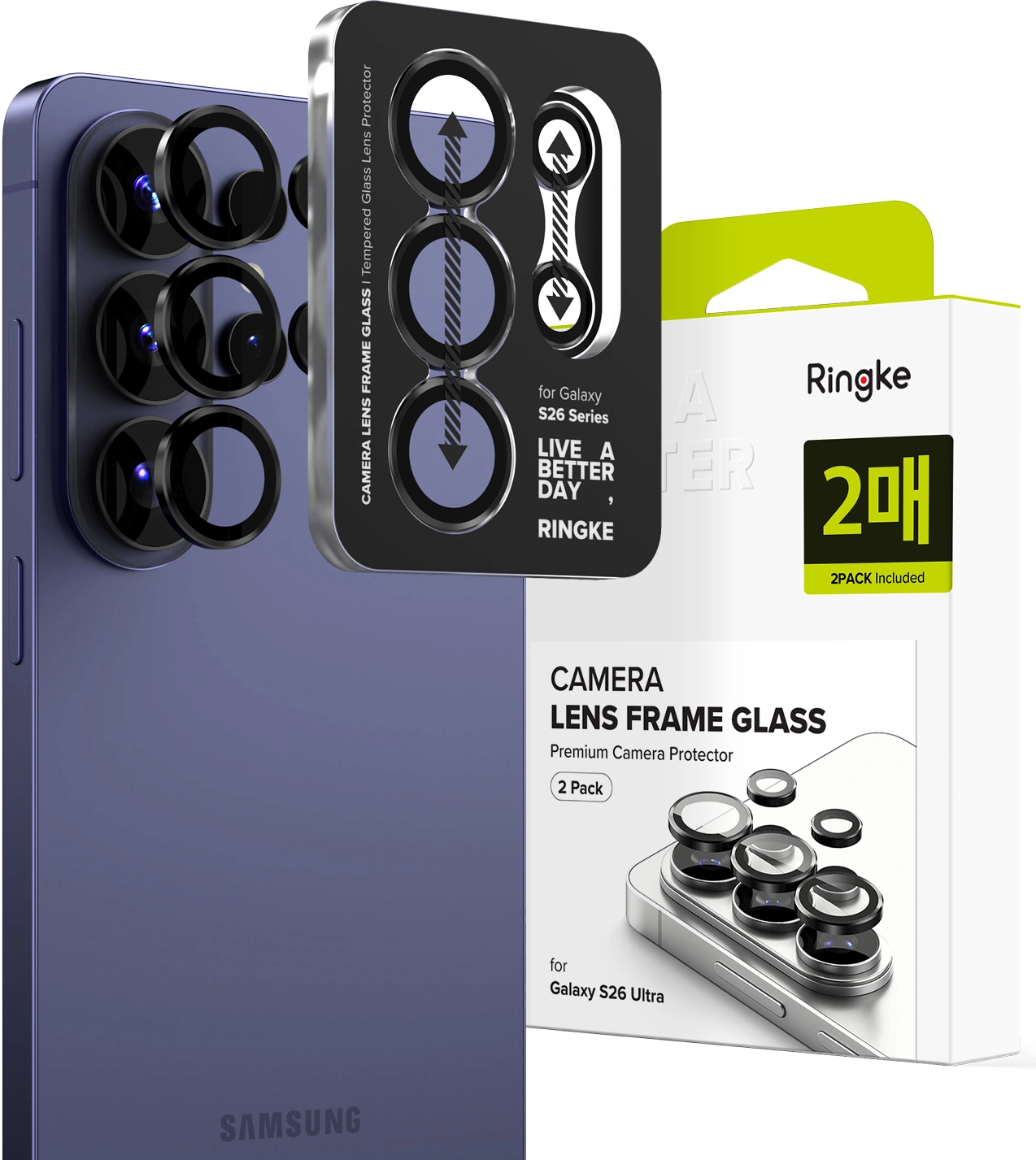 Ringke Camera Tempered Glass Samsung Galaxy S26 Ultra Camera Protector 2-Pack afbeelding 1