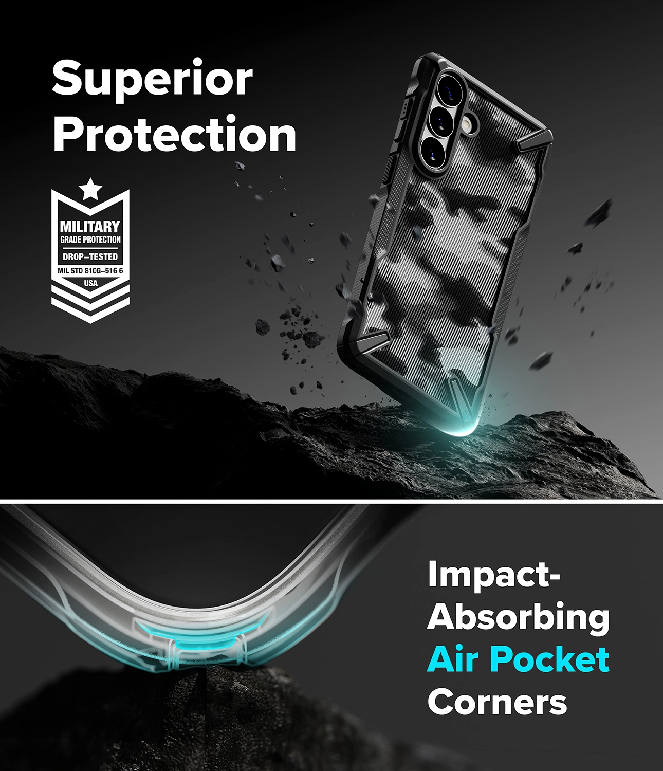 Ringke Fusion X Samsung Galaxy S26 Plus Hoesje Back Cover Camo Zwart afbeelding 10