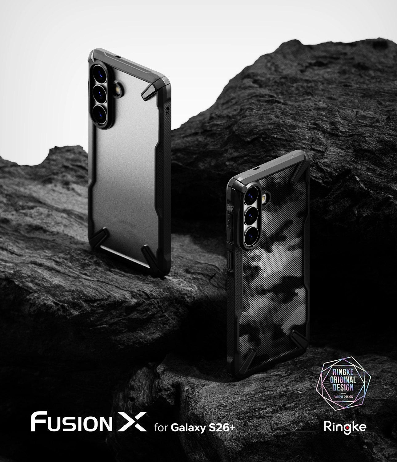 Ringke Fusion X Samsung Galaxy S26 Plus Hoesje Back Cover Camo Zwart afbeelding 4