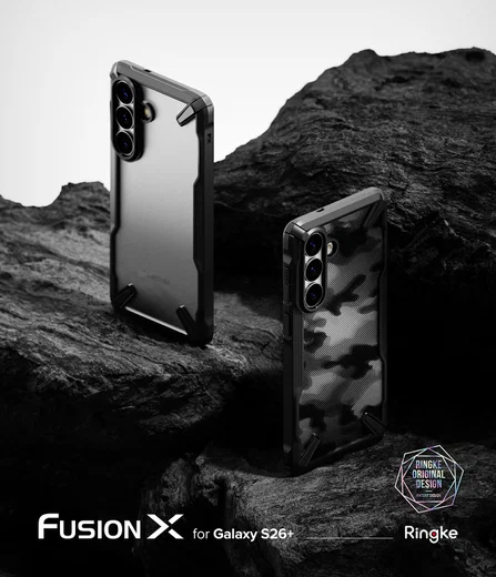 Ringke Fusion X Samsung Galaxy S26 Plus Hoesje Back Cover Camo Zwart afbeelding 4