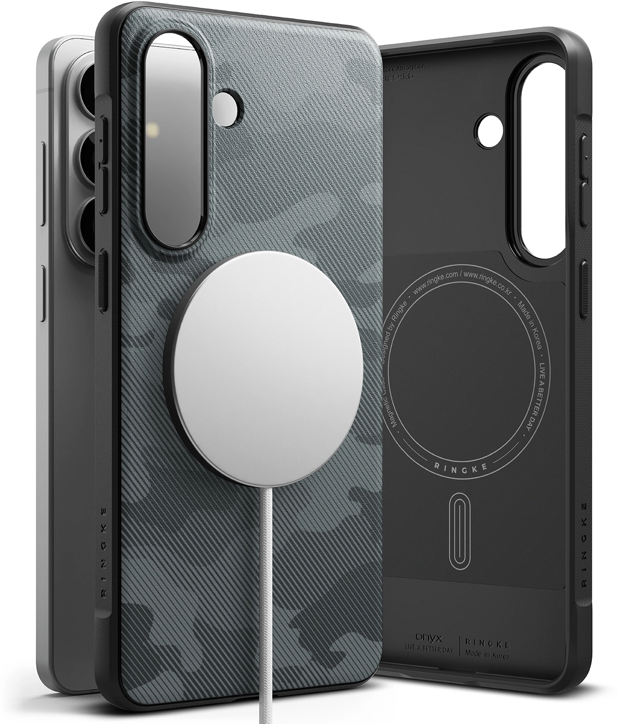 Ringke Onyx Magnetic Samsung Galaxy S26 Plus Hoesje MagSafe Camo Zwart afbeelding 16
