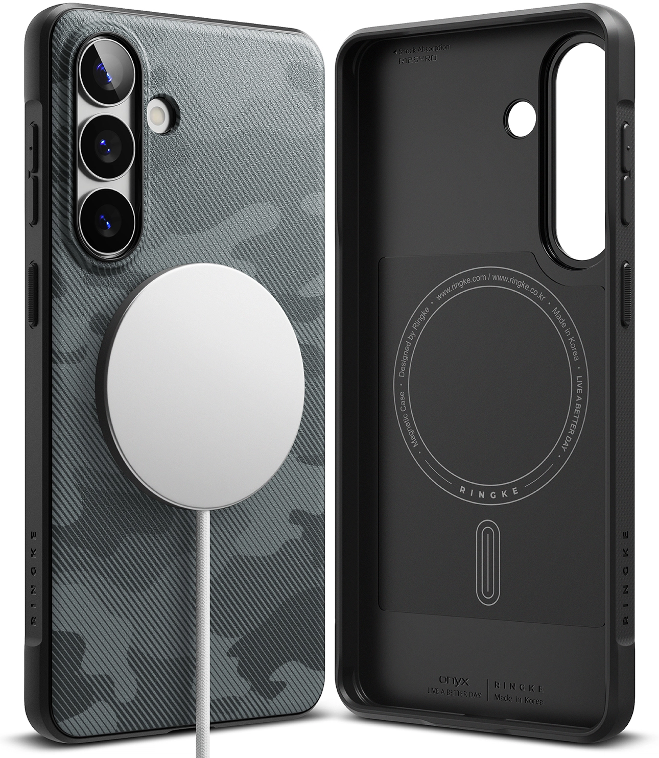 Ringke Onyx Magnetic Samsung Galaxy S26 Plus Hoesje MagSafe Camo Zwart afbeelding 1