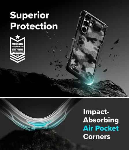 Ringke Fusion X Samsung Galaxy S26 Hoesje Back Cover Camo Zwart afbeelding 9