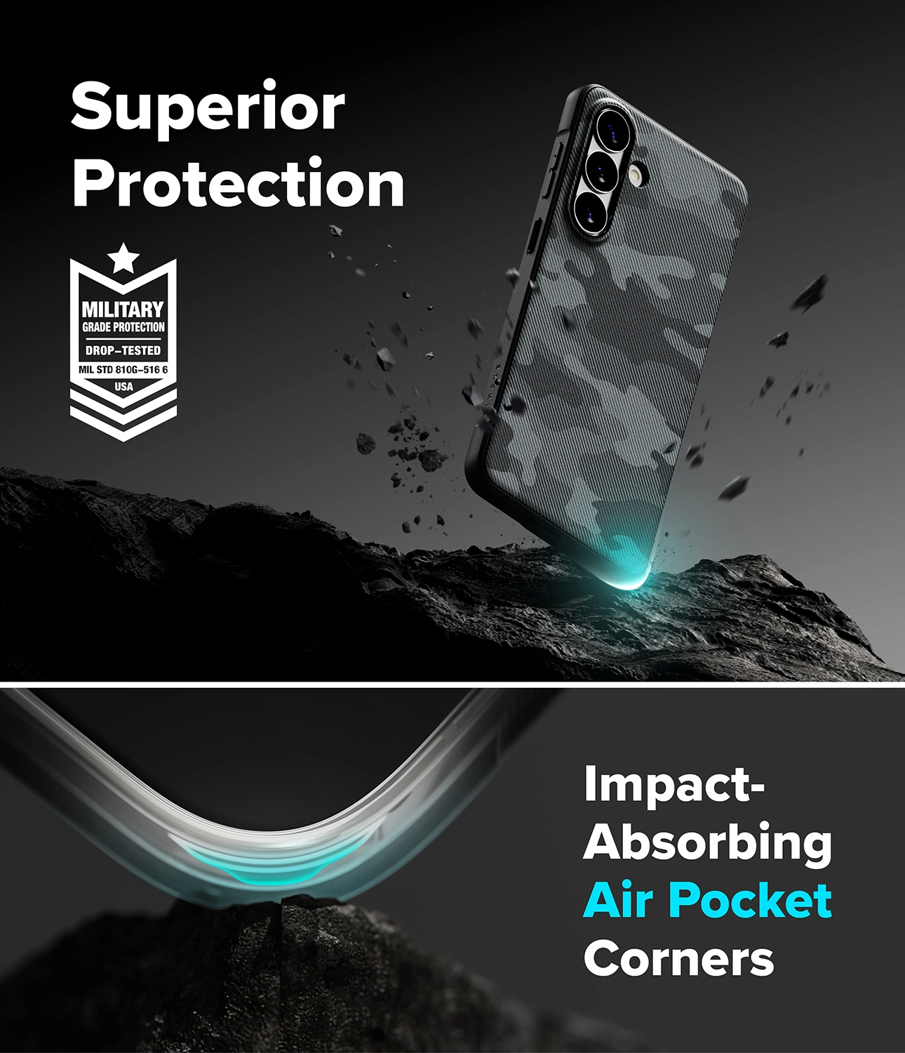 Ringke Onyx Magnetic Samsung Galaxy S26 Hoesje MagSafe Camo Zwart afbeelding 9
