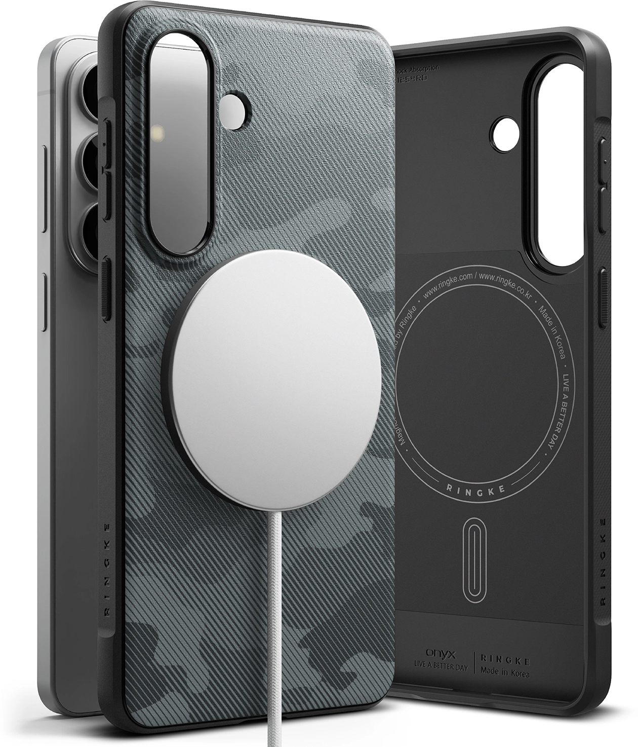 Ringke Onyx Magnetic Samsung Galaxy S26 Hoesje MagSafe Camo Zwart afbeelding 16