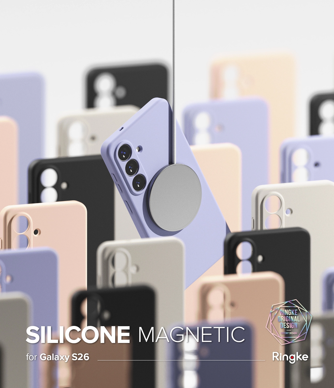 Ringke Silicone Magnetic Samsung Galaxy S26 Hoesje MagSafe Back Cover Zwart afbeelding 4