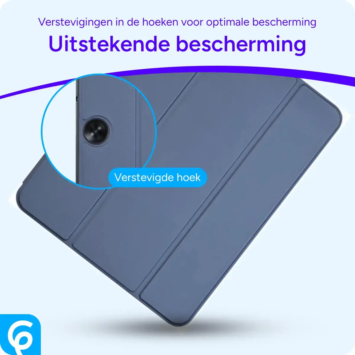 OnePlus Pad Lite Hoes Luxe Tri-Fold Book Case Kunst Leer Blauw afbeelding 2