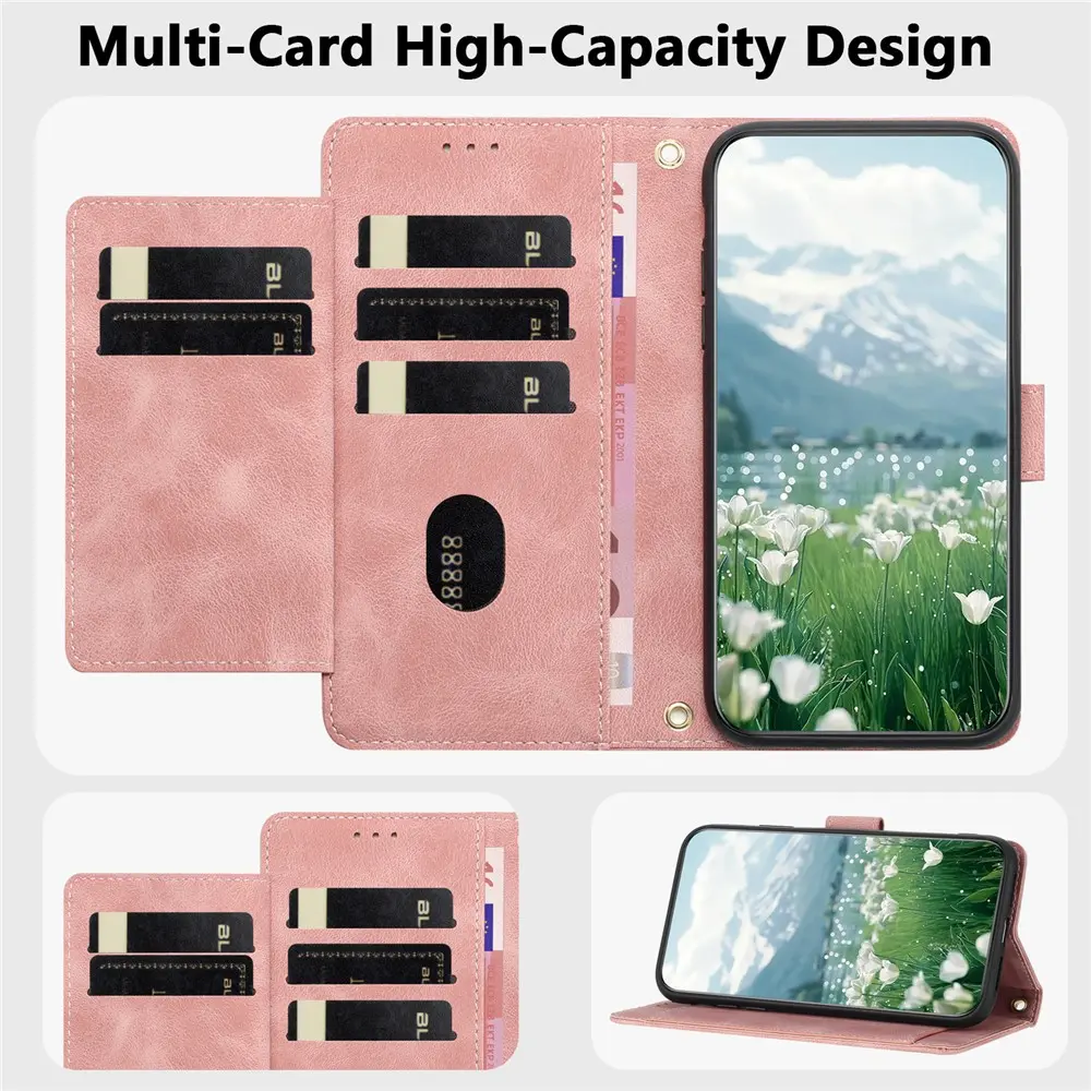 Samsung Galaxy A57 Hoesje Portemonnee Tulpen Book Case Roze afbeelding 4