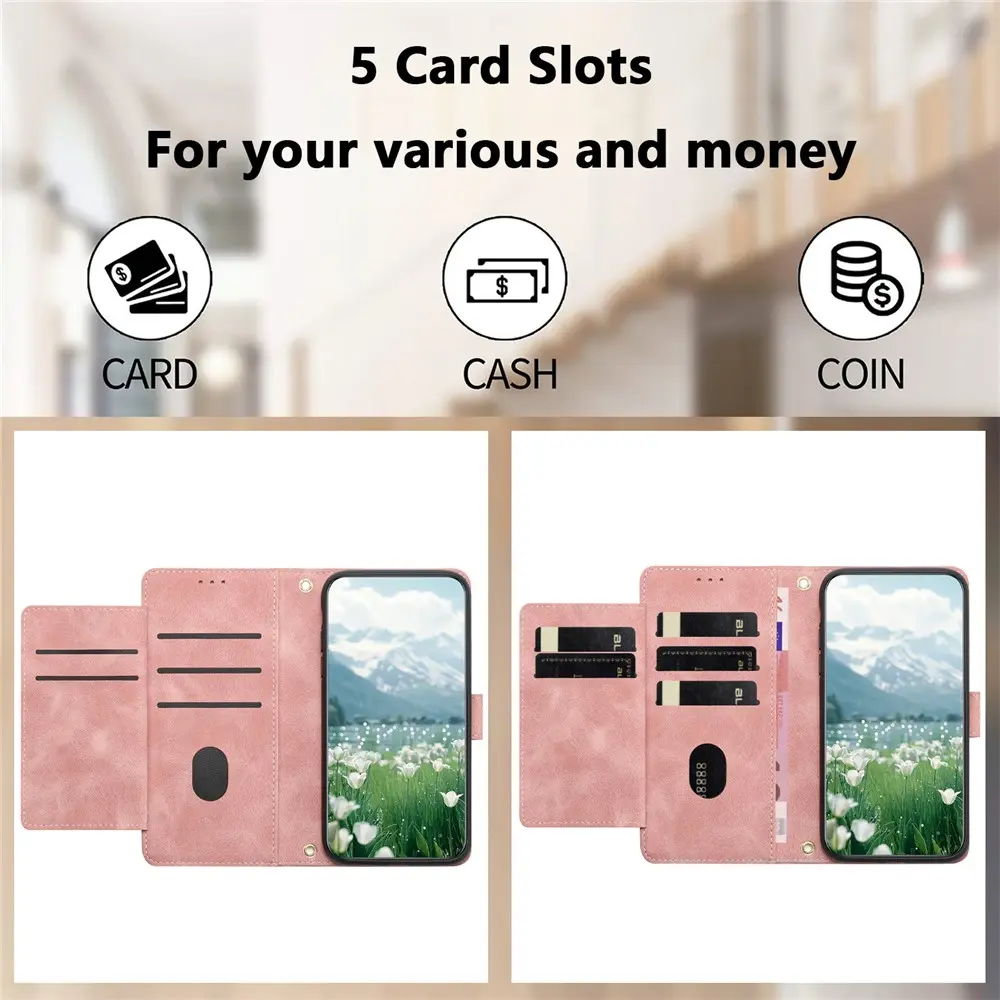 Samsung Galaxy A57 Hoesje Portemonnee Tulpen Book Case Roze afbeelding 5