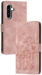 Samsung Galaxy A57 Hoesje Portemonnee Tulpen Book Case Roze afbeelding
