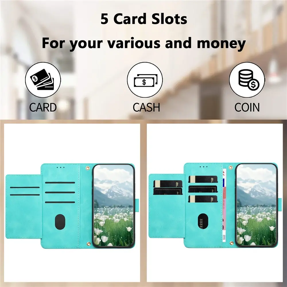 Samsung Galaxy A57 Hoesje Portemonnee Tulpen Book Case Groen afbeelding 5