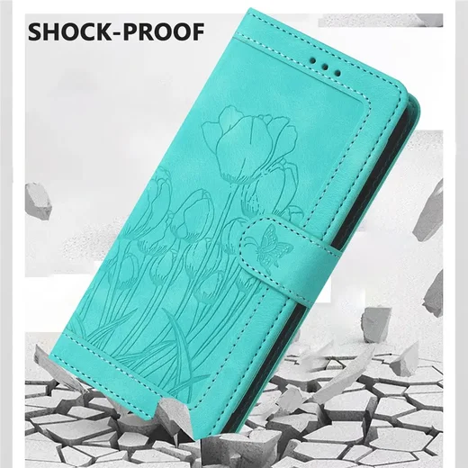 Samsung Galaxy A57 Hoesje Portemonnee Tulpen Book Case Groen afbeelding 10