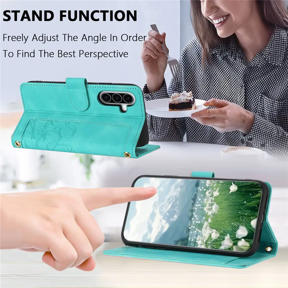 Samsung Galaxy A57 Hoesje Portemonnee Tulpen Book Case Groen afbeelding 6