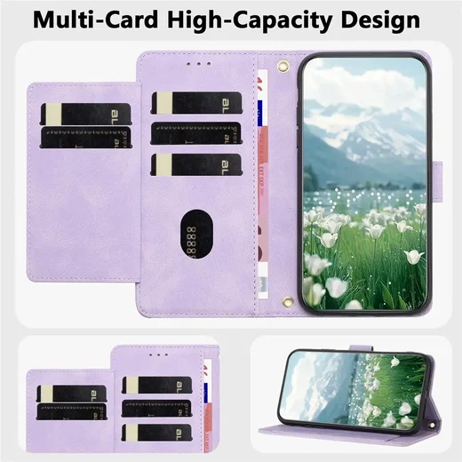 Samsung Galaxy A57 Hoesje Portemonnee Tulpen Book Case Paars afbeelding 4
