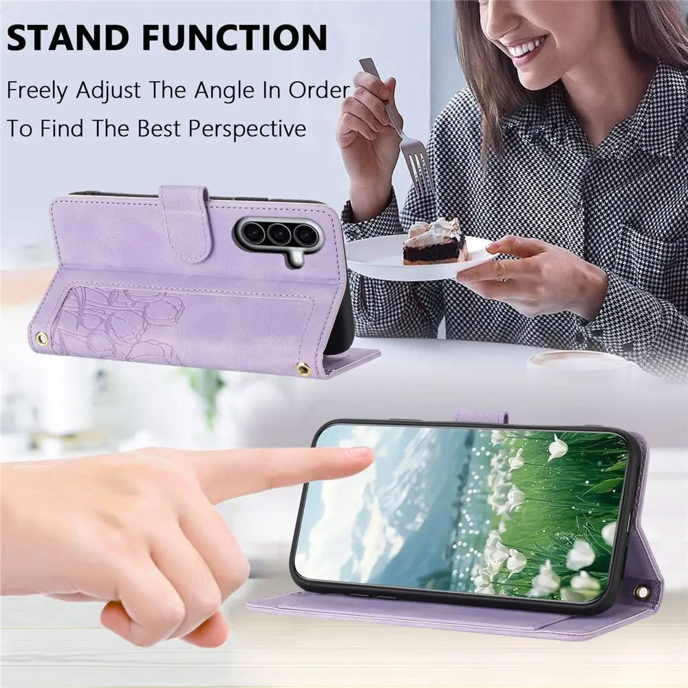 Samsung Galaxy A57 Hoesje Portemonnee Tulpen Book Case Paars afbeelding 6