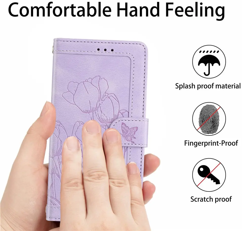 Samsung Galaxy A57 Hoesje Portemonnee Tulpen Book Case Paars afbeelding 12