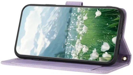 Samsung Galaxy A57 Hoesje Portemonnee Tulpen Book Case Paars afbeelding 14