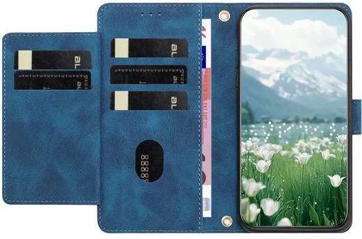 Samsung Galaxy A57 Hoesje Portemonnee Tulpen Book Case Blauw afbeelding 13