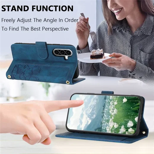 Samsung Galaxy A57 Hoesje Portemonnee Tulpen Book Case Blauw afbeelding 6