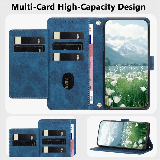 Samsung Galaxy A57 Hoesje Portemonnee Tulpen Book Case Blauw afbeelding 4