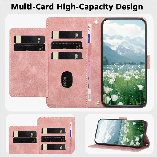 Samsung Galaxy A37 Hoesje Portemonnee Tulpen Book Case Roze afbeelding 3